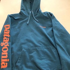 Patagonia hoody, teal and orange, men’s small